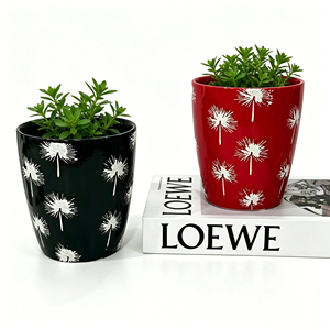 Pots à fleurs en céramique coniques de haute qualité à motif pissenlit multicolore pour la culture intérieure, la décoration de la maison et l'aménagement de bureaux - Product Image 4