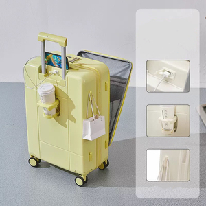 <span class=keywords><strong>Valise</strong></span> à ouverture frontale OEM/ODM avec porte-gobelet et connexion USB Ensembles de bagages 14/20/26 pouces 3 pièces - Product Image 2