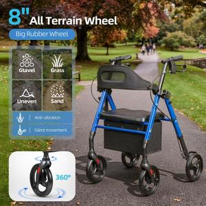 <span class=keywords><strong>Andador</strong></span> con <span class=keywords><strong>Ruedas</strong></span> y Asiento con Respaldo, Portavasos y Bolsa de Almacenamiento, Plegable, Ajustable, con Capacidad para 350 lb, para Personas Mayores - Product Image 5
