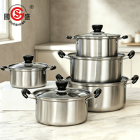 Lot de 10 ustensiles de cuisine en acier inoxydable, ensemble de casseroles avec couvercle en verre, poignée résistante à la chaleur JS, pour la cuisine