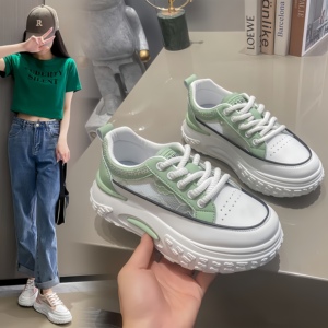 รองเท้าลำลองผู้หญิง Veca VcLSD6812 รุ่นซัมเมอร์ ผ้าตาข่ายระบายอากาศ สีขาว ดีไซน์ผูกเชือก พื้นยางหนาเสริมส้น เพิ่มความสูง - Product Image 5