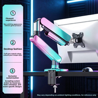 Soporte de Monitor de Acero Aleado Azul Pastel con Resorte de Gas, Soporte Individual para Pantallas de 24 Pulgadas, Suministro al por Mayor, OEM, ODM, Patrón de Superficie Personalizado, Carga de 10 kg
