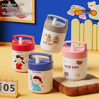 Mignon pot alimentaire isotherme portable en acier inoxydable 304 avec poignée, motif dessin animé classique, anti-fuite, pour enfants, cadeau, boîte à lunch, conteneur