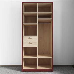 Armoire en bois massif, combinaison de couleurs brun rougeâtre, porte à charnières, verrouillable, meuble de rangement pour chambre à coucher - Product Image 3
