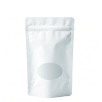 Sachet Doypack Noir Mat Personnalisé avec Fenêtre Transparente Ovale et Fermeture Zip pour Emballage de Café, Snacks et Aliments Secs