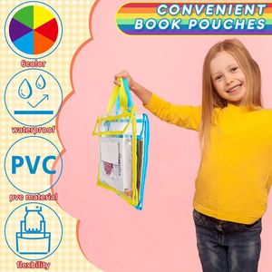 Bolsa Grande de Nailon para Libros con Bolsillo Transparente para Etiqueta de Nombre, Detalles en Color Neón, Asa Cosida, para Oficina y Material Escolar - Product Image 4