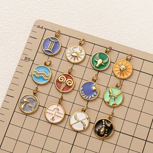 จี้เคลือบลายจักรราศี |   จี้สัญลักษณ์จักรราศีสแตนเลสสตีลชุบทอง 18K PVD สำหรับทำเครื่องประดับ DIY - Product Image 2