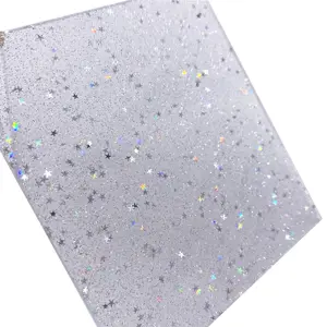 3MM Ketebalan Laser Bintang Lima Titik Akrilik Lembar Warna Glitter Bawang Bubuk PMMA Gantungan Kunci Dekoratif Bintang Berkilau Berdiri