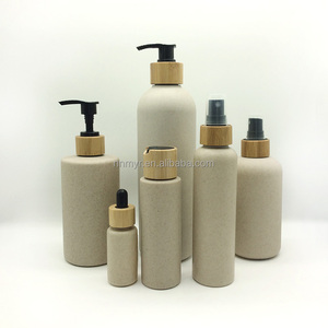 Bouteille de gel douche biodégradable en paille de blé naturelle et respectueuse de l'environnement 13oz 17oz Bouteille d'huile capillaire Sérigraphie. - Product Image 1