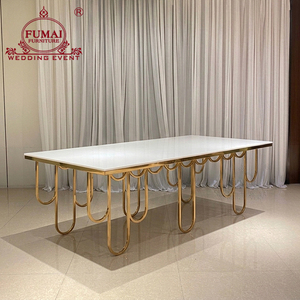 Mesa de banquete moderna para hotel FUMAI FURNITURE con patas metálicas doradas en forma de U y tablero de MDF, diseño contemporáneo - Product Image 2