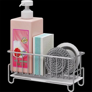 Égouttoir à éponges de cuisine moderne en acier inoxydable 304, étanche et à double niveau, non pliable - Product Image 4