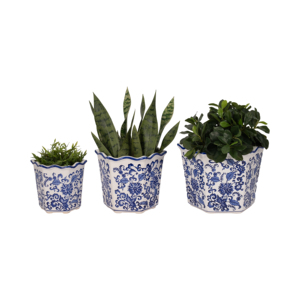 Macetas de Cerámica Estilo Chinoiserie con Diseño Floral, Juego de 3 para Decoración Interior y Exterior - Product Image 2
