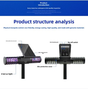 เครื่องดักแมลงพลังงานแสงอาทิตย์แบบรักษ์โลก 1200V กำลังไฟสูง กำจัดยุง กันน้ำ IP65 แสง UV 365nm ชาร์จ USB ได้ - Product Image 3