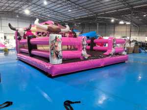 Toro Mecánico Inflable Rosa para Fiestas y Eventos, de Grado Comercial, con Colchón de PVC - Product Image 2