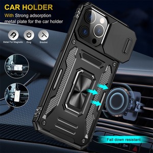 Funda para <span class=keywords><strong>iPhone</strong></span> 16 15 14 13 Pro Max Pro Plus 7 8 Plus X XS XR Slide Camera Ring Stand Armor Protección anticaída Kickstand Cover - Product Image 5