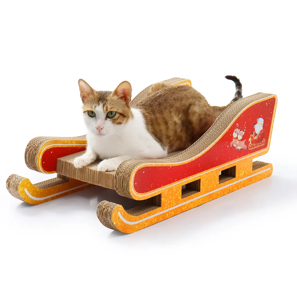 산타 썰매 고양이 긁는 도구 패드 골판지 고양이 긁는 도구
