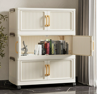 Armoire de rangement pour salon en plastique à cinq couches épaissies, grande capacité, double porte, sur pied, organisateur minimaliste
