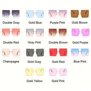 Gafas de Sol Extra Grandes Sin Montura de Lujo a la Moda 2022, Lentes Degradadas, Gafas de Sol Cuadradas Grandes para Mujer - Product Image 6