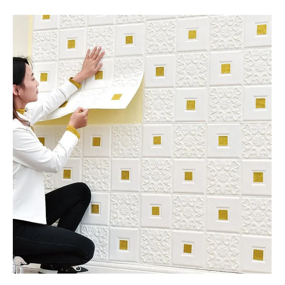Schalldichte Wand Aufkleber Selbst Klebe 3D Schaum Tapete für Decke Dekoration