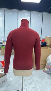 Burgundy Button Cardigan <strong>Men</strong> High Stand Collar Spring Warm Breathable <strong>Wool</strong>/Acrylic Blend Knit Sweater <strong>Coat</strong> - Product Image 4