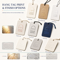 Étiquette de vêtement personnalisée de luxe avec logo de marque, impression sur papier cartonné noir, estampage à chaud en feuille d'or, étiquette suspendue avec cordon pour vêtements