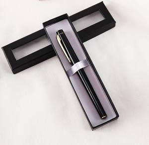 Scatola di penna di carta Kraft nera semplice con la finestra per i regali promozionali su misura - Product Image 3