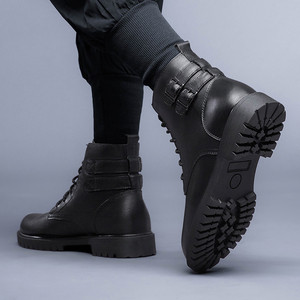 Bottes Martin pour hommes, style Derby, Oxford, Chukka, pour uniforme, affaires, extérieur, en cuir de vache véritable, mi-hautes, avec doublure en polaire épaisse et coton - Product Image 5
