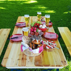 Muebles de exterior Mesa de cerveza Juego de cerveza de madera Mesa y playa - Product Image 3