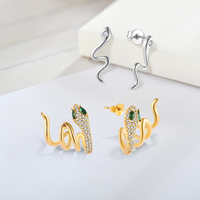 Yh Bijoux Haute Qualité Design Classique 925 Sterling Silver Snake Stud Post Boucles D'oreilles Femmes