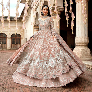 Vestido de Novia Tradicional Indio de Lujo, Bordado, Largo hasta el Suelo, para Invierno/Verano, con Absorción de Humedad, para Fiestas - Product Image 1