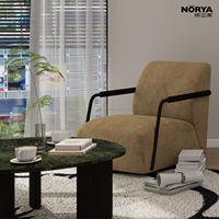 Fauteuil d'appoint pivotant NORYA, style moderne mi-siècle, jaune, rembourré, pour salon, chambre, bureau, coin lecture