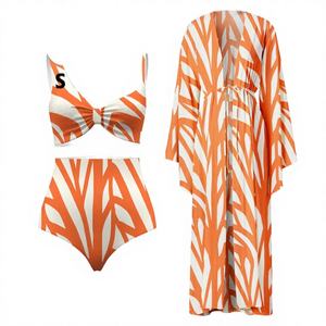 Nouvel ensemble de maillot de bain vintage 2026 pour femme, imprimé à pois et blocs de couleur, taille haute - Product Image 1