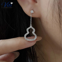 Boucles d'oreilles pendantes élégantes en platine PT950 avec diamants de laboratoire taille marquise ajourés en forme de gourde, bijoux fins symboliques