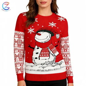 Pulls <span class=keywords><strong>de</strong></span> <span class=keywords><strong>Noël</strong></span> style coréen pour femmes et hommes, <span class=keywords><strong>pull</strong></span> festif d'hiver, tricoté, motif bonhomme <span class=keywords><strong>de</strong></span> neige amusant - Product Image 1