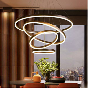 JYLIGHTING Décoration d'intérieur, luminaires suspendus, anneaux circulaires, lampes suspendues LED pour salon, chambre à coucher, salle à manger, lampe suspendue - Product Image 3