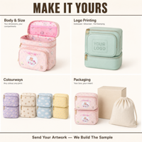 Sac à cosmétiques en cuir PU, trousse de maquillage avec poignée supérieure, compartiments larges à double fermeture éclair, cadeau de voyage mignon pour femmes et filles