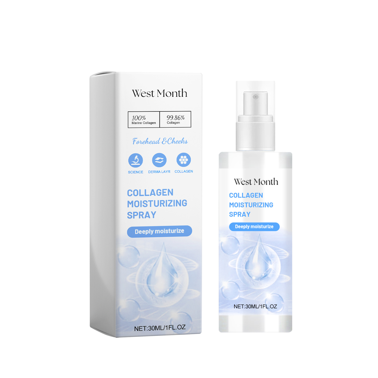 West&Month Hydrosol Collagen Spray Hydrating and Moisturizing Skin Reduces Fine Lines on the Face