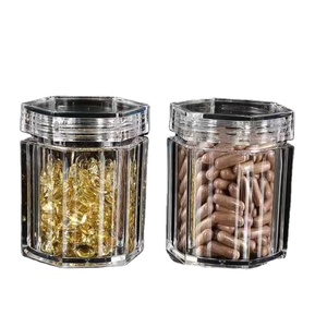 Hexagon transparent plastic jar for honey nut rice coffee storage container candy capsule jar