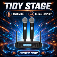 Système de microphone sans fil professionnel GLXD4 à 2 canaux avec deux micros dynamiques portatifs, écran LCD, portée de 50 m pour karaoké