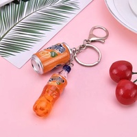 Fabricants en gros bouteille en plastique résine créative porte-clés simulation Mini bouteille de boisson porte-clés cadeaux