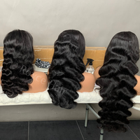 Pelucas de Cabello Humano con Frente de Encaje de Ondas Corporales de 40 Pulgadas y 200 de Densidad, Pre-Arrancadas, con Frente de Encaje Transparente HD 13x4, Pelucas de Cabello Humano sin Pegamento