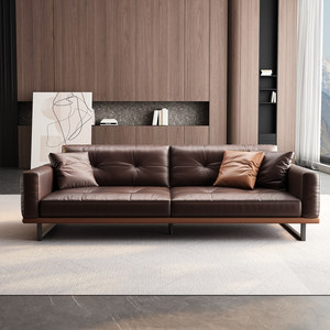 Conjunto de Sofá de Oficina de Tres Plazas de Cuero Estilo Italiano con Mesa de Centro para Áreas de Recepción, Reuniones, Conferencias para Propietarios de Negocios - Product Image 5