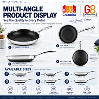 Poêle à frire professionnelle en acier inoxydable 3 plis alvéolée Shangwey Factory pour cuisinières à induction, gaz et électriques, taille personnalisée