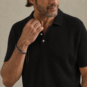 Polos de golf personnalisés en maille ajourée pour hommes, ivoire, style Old Money, manches courtes, marque privée, fabricant OEM ODM - Product Image 2