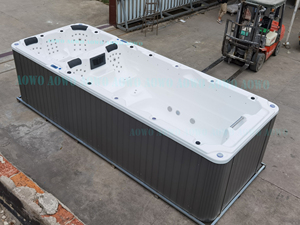 Piscina Deportiva de 5.85m con Jacuzzi, Bañera de Hidromasaje para Jardín Exterior, Bañera de Hidromasaje con Tapa Inteligente Elevable - Product Image 6