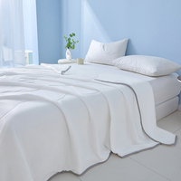 Couette Guatear de classe A, couleur unie, motif ondulé, en soie, pour l'été, fraîche, taille king et queen, lavable, douce, pour climatisation