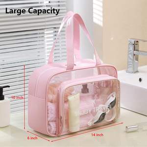 Sac de maquillage de voyage en PVC écologique, imperméable, résistant au sable, grand, transparent, portable, léger, multifonctionnel pour la salle de sport, la piscine, la plage - Product Image 3