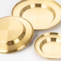 Assiette à gâteau coréenne en acier inoxydable doré en or 201 personnalisée en gros pour restaurant