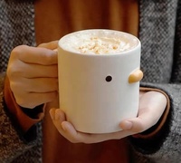 Mug en céramique en forme de canard mignon, 14 oz, tasse à café émaillée à la main avec bec et yeux 3D