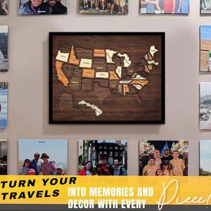 Mapa de Viajes de EE. UU., 30.48 x 25.40 cm, Rompecabezas de Madera con Mapa de EE. UU., Ideal como Regalo para Parejas y Familias - Product Image 4